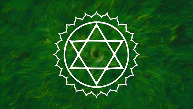 Photo anahata chakra symbol on a green natural background