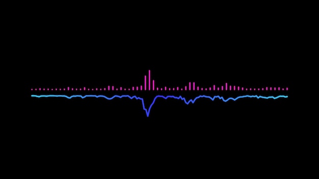 аналоговая и цифровая линия голосовой графики с возрастающей интенсивностью на черном фоне