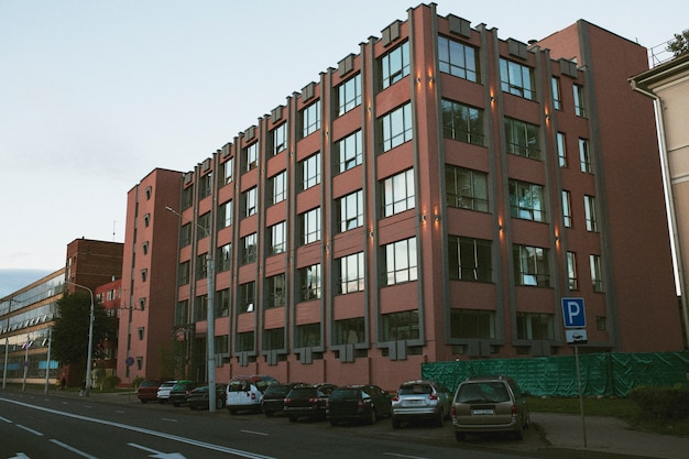 Analog landscape of city with buildings in daylight