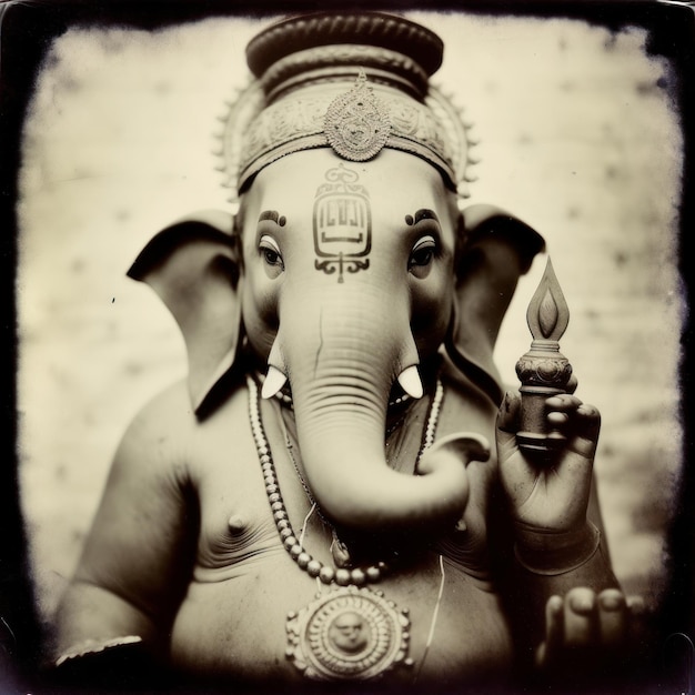 Analog photo mugshot of a ganesh generative AI