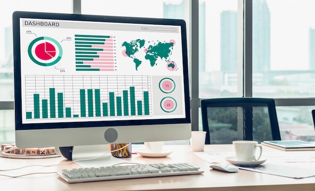 Analyse van bedrijfsgegevensdashboard door ingenieuze computersoftware