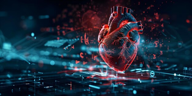 Analyse van harthologram-testresultaten voor geavanceerde detectie van hartziekten en myocardiale infarct Concept Hartziekten Myocardial infarct Hologram testanalyse Cardiologie