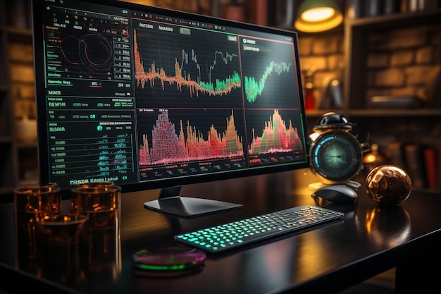 Analysis of bitcoin and cryptocurrency with conceptual chart and fluctuation graph