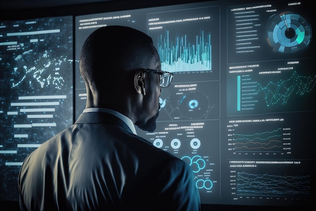 Analyst working on business analytics dashboard