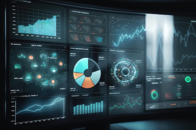 KPI AI 생성으로 보고서를 작성하기 위해 컴퓨터에서 Business Analytics와 작업하는 분석가