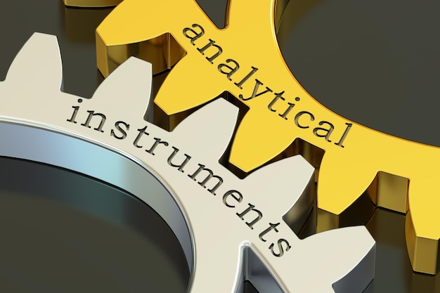 analytical instruments concept on the gearwheels 3D rendering