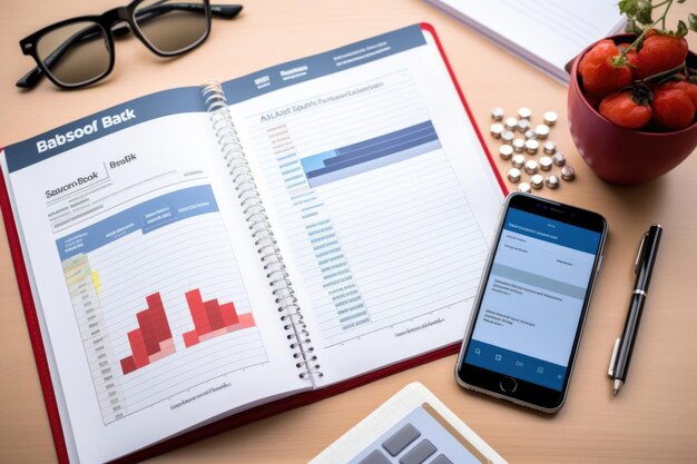 Photo analyzing bank account for roi and business performance