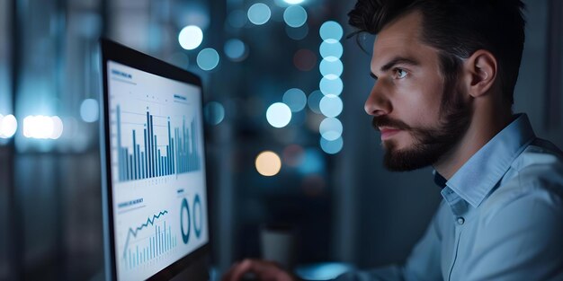 analyzing business data with charts using a computer concept data analysis business charts computer software insights visual representation