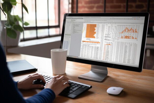 Photo analyzing invoices and spreadsheets on computer a comprehensive perspective