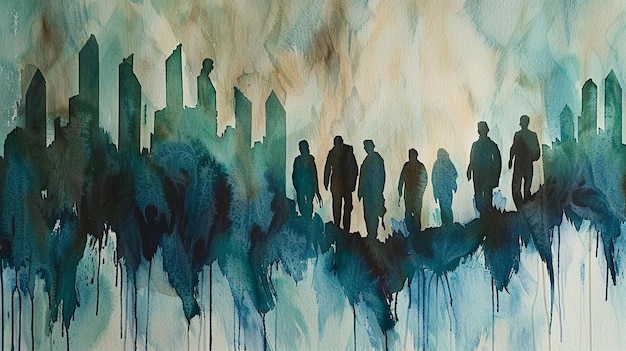 Analyzing Market Trends Watercolor Illustration