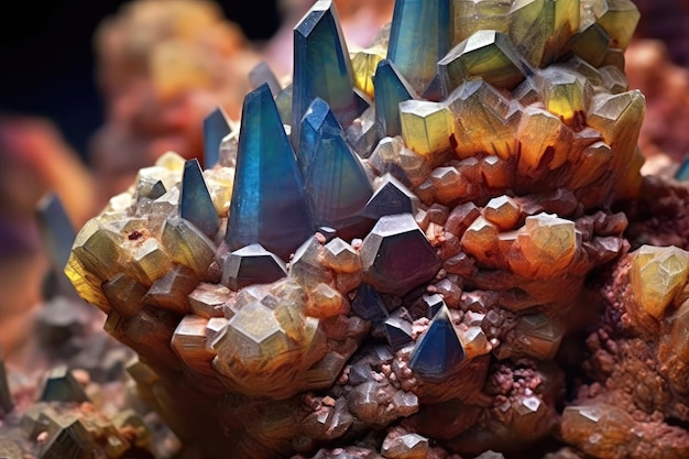 Photo analyzipng the complex structure of mineral formation generative ai