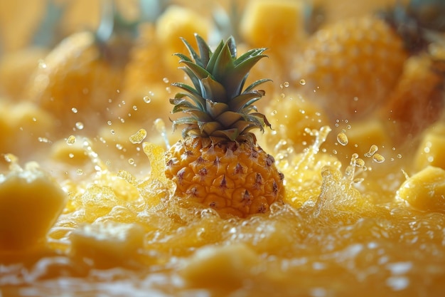 Foto ananas en ananas sap splashes