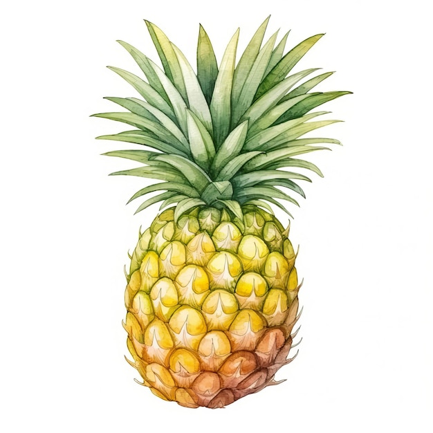 Ananas gele en groene aquarel illustratie geïsoleerd op witte doorzichtige achtergrond