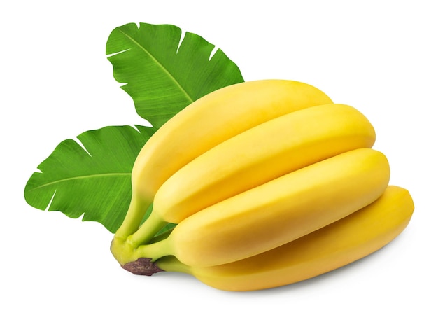 Photo ananas isolated bunch of ripe bananas and banana leaves on a white background