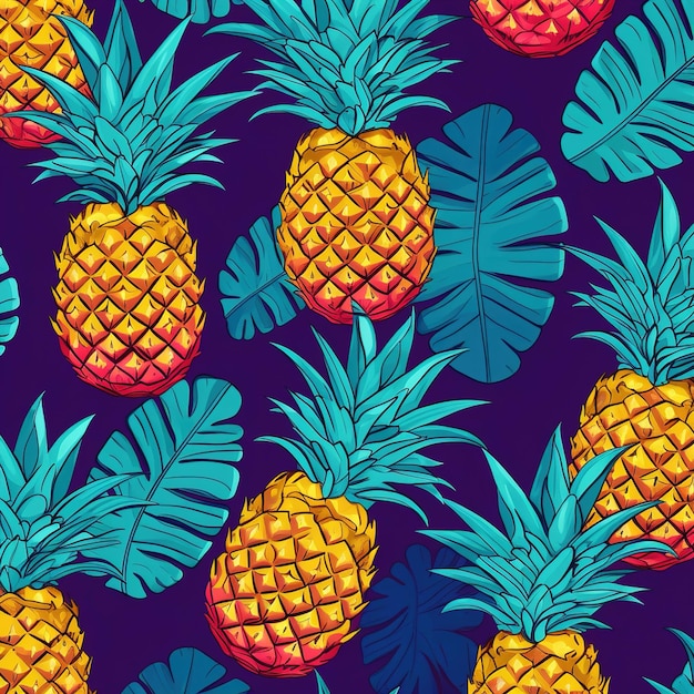 Ananas op een blauwe achtergrond.