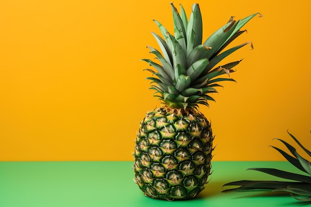 Ananas op een groene en gele achtergrond