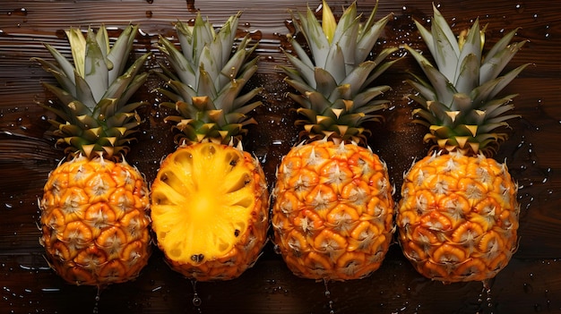 ananas op een houten ondergrond