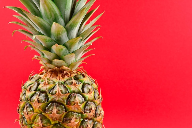 Ananas op een rode achtergrond.