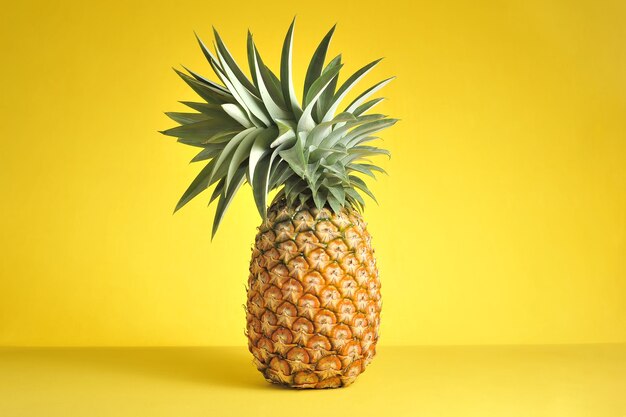 Ananas op heldere gele achtergrond. Verse ananas op heldere gele achtergrond. Zomer fruit.