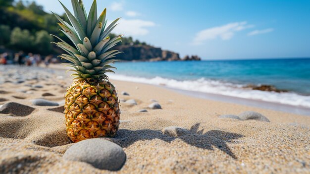 ananas op zandstrand