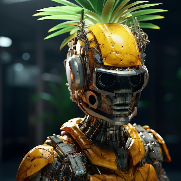 ananas in a robot epic film ultra realistic