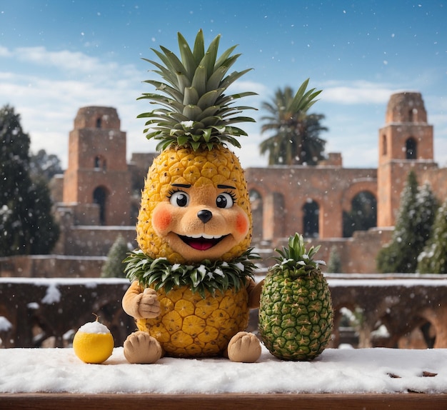 Ananasfiguur voor het Colosseum in Rome, Italië