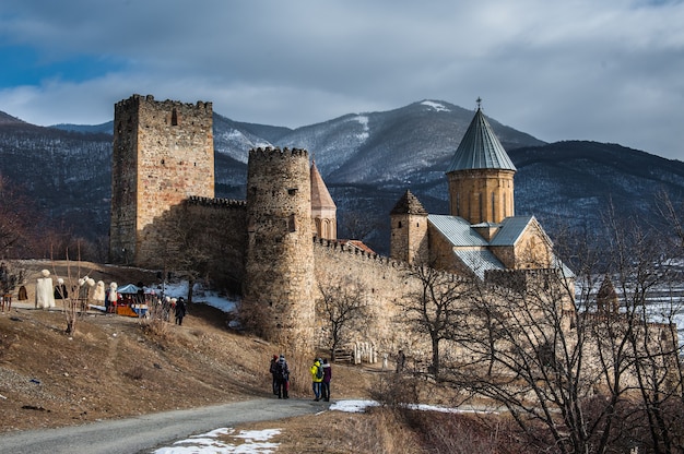 Ananuri fortress in winterat sunny day. Georgia.