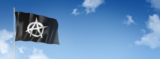 Photo anarchy flag three dimensional render isolated on a blue sky 3d illustration