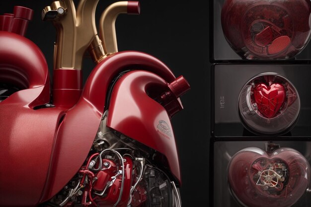 Фото Анатомическая модель сердца для образовательных целей с медицинскими инструментами