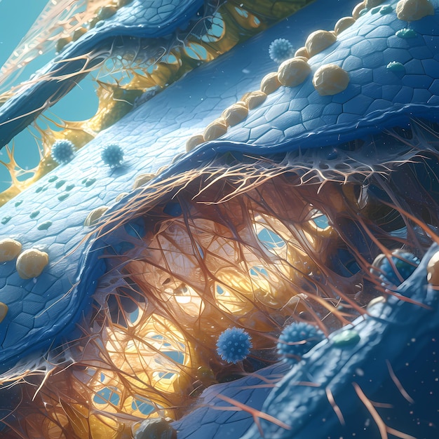 Anatomical Beauty A Stunning 3D Rendition of Human Cells in Blue and White