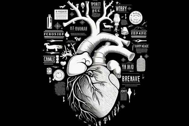 An anatomical heart surrounded by words of encouragement logo