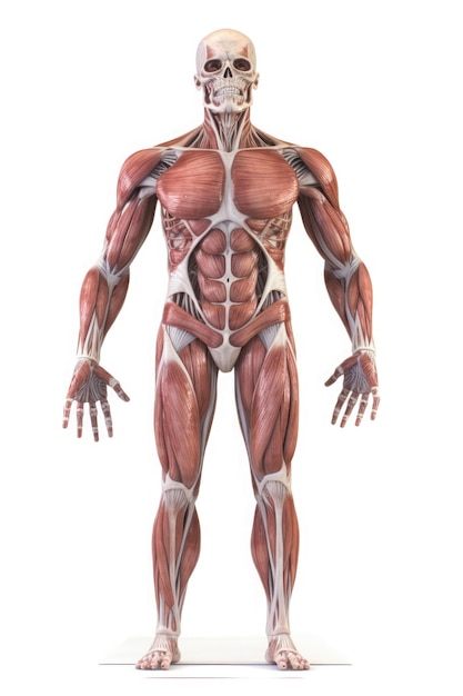 Anatomical human body with muscular and circulatory systems Generative AI