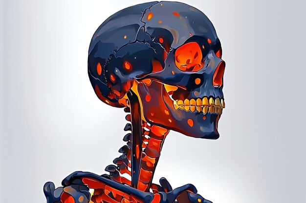 anatomical skull with glowing details