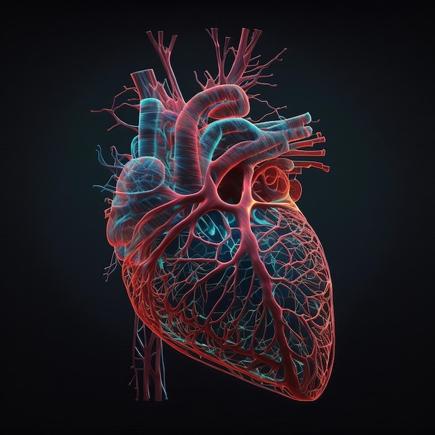 Anatomie van het menselijk hart Inwendig orgaan xray 3D-model illustratie