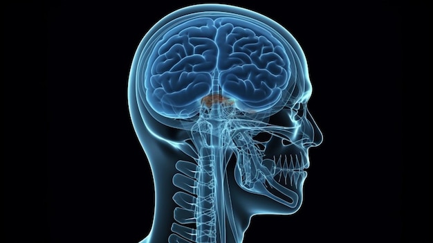 Anatomie van het menselijke mannelijke hersensysteem in xray-beeld Generatieve AI