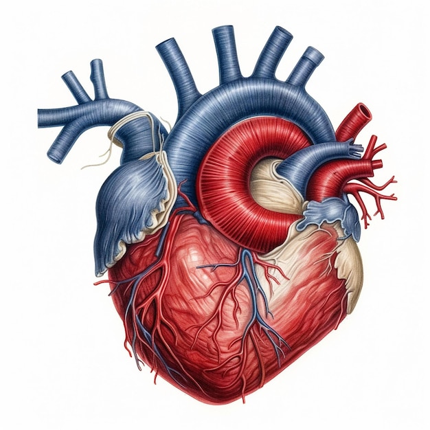anatomisch hart dat op witte achtergrond wordt geïsoleerd