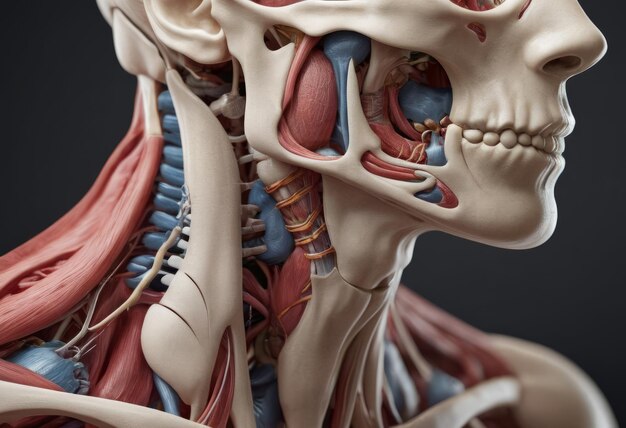Модель анатомии человеческого тела в классе на белом фоне Часть модели человеческого тела с системой органов Модель мышц человека Концепция медицинского образования