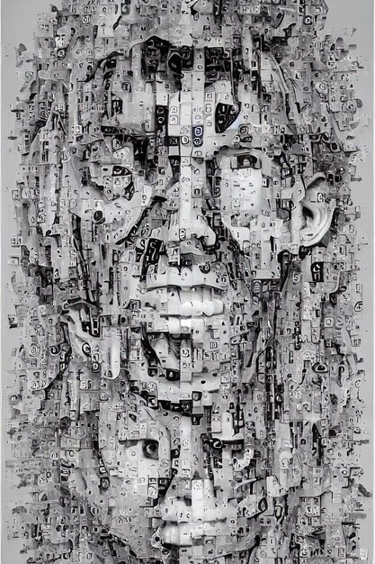 Photo the anatomy of a human head made of domino pieces and shels generated by ai