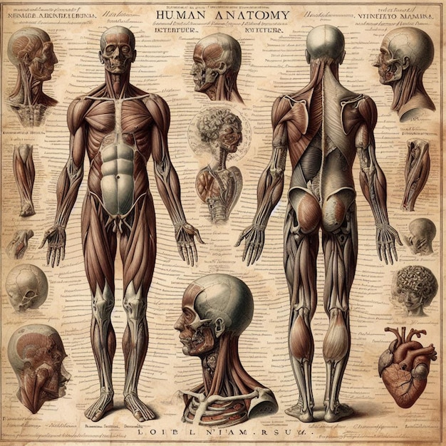 Foto carta di anatomia vecchia annata