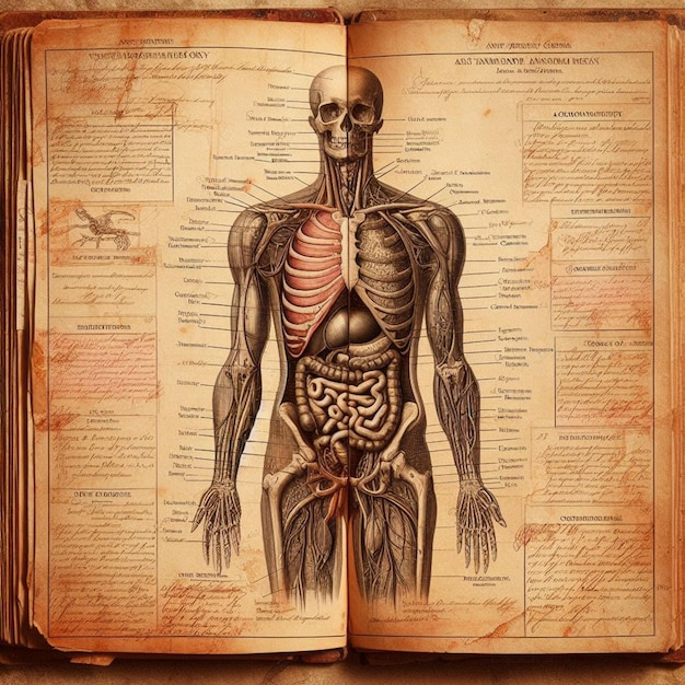 Foto carta di anatomia vecchia annata