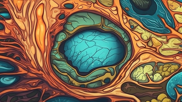 Anatomy of a plant cell Fantasy concept Illustration painting