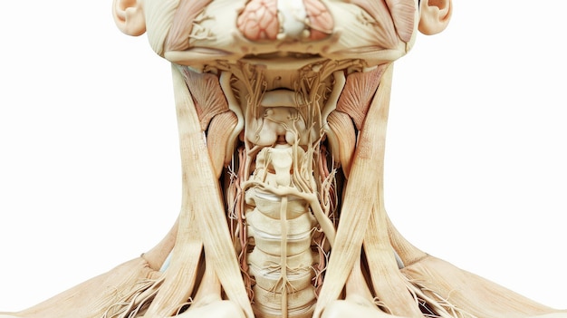 Foto anatomia della ghiandola tiroide in un corpo umano su controllo della tiroide bianca