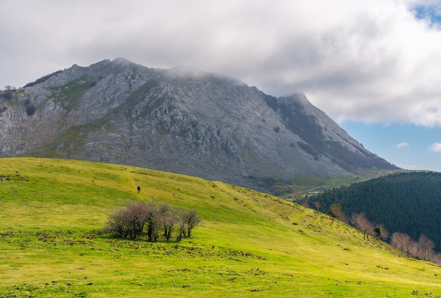 Montagna di anboto sopra colore verde, parco naturale di urkiola, paesi baschi