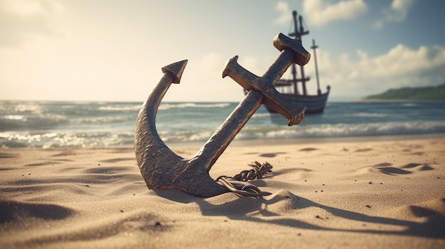 Anchor on the beach Generative Ai