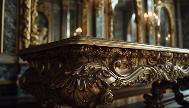 Ancient altar with ornate cross and candle generated by AI