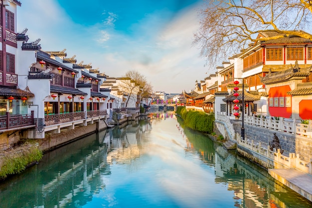 Ancient architectural landscape on the Qinhuai River in Nanjing