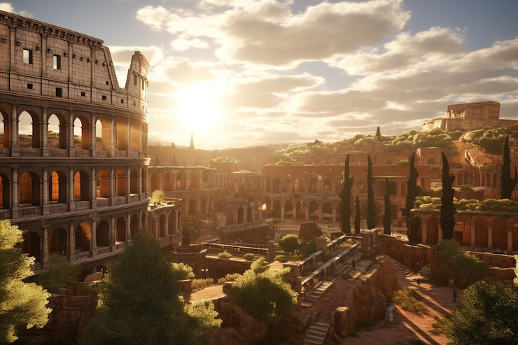 Photo ancient architecture of rome including the colosse 00110 00