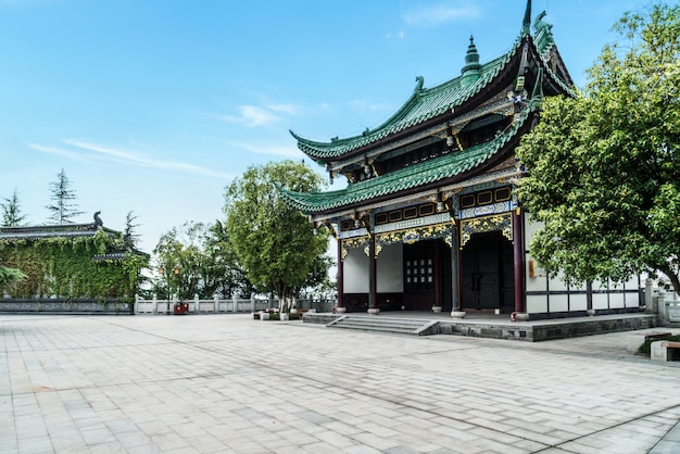 公園、中国、重慶、古代の寺院塔