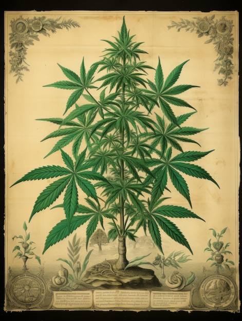 Ancient Art Revived Exquisite Vintage Cannabis Leaf Sandpainting Poster