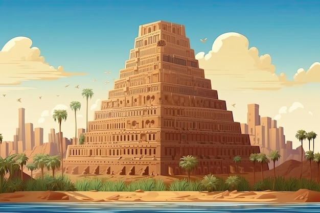 バベルの塔のある古代バビロン